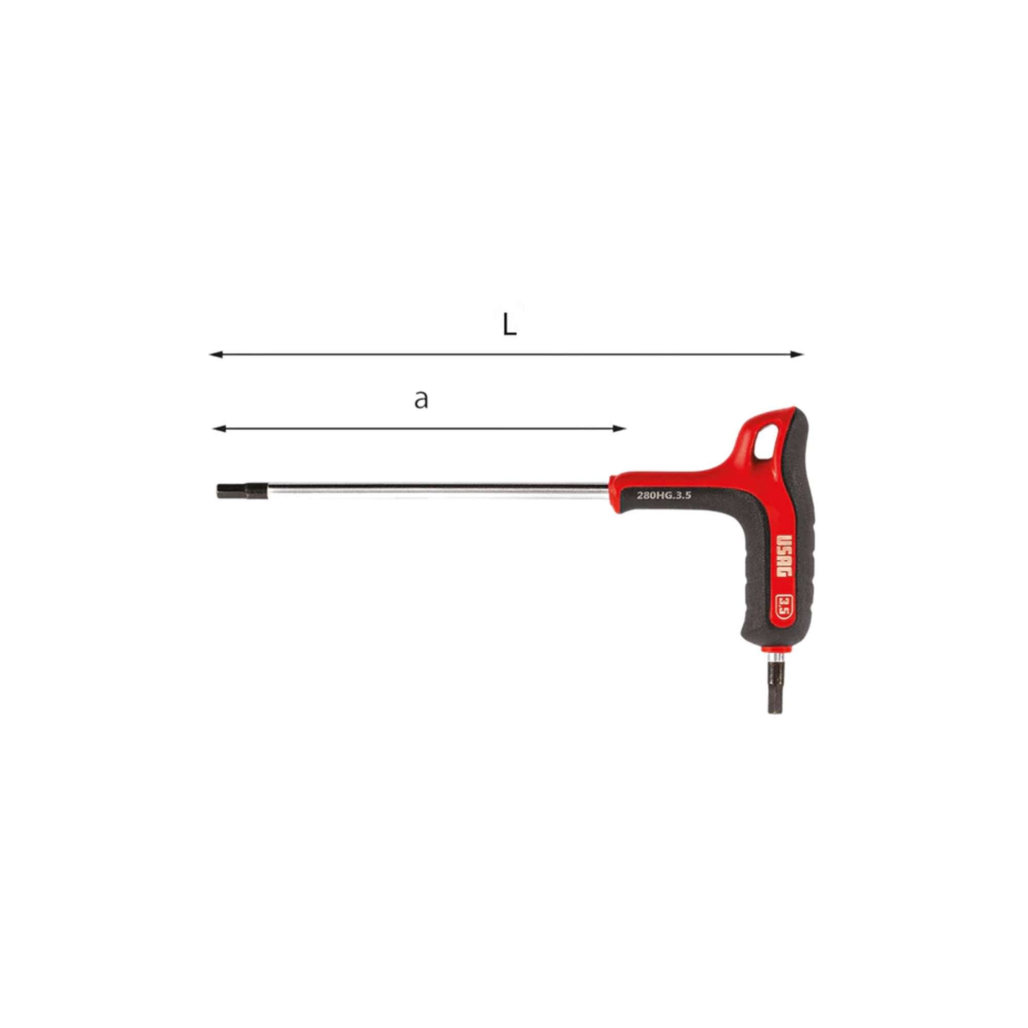 Chiave maschio esagonale impugnatura bimaterale (2-2,5-3-3,5-4-5-6) Usag 280 HG