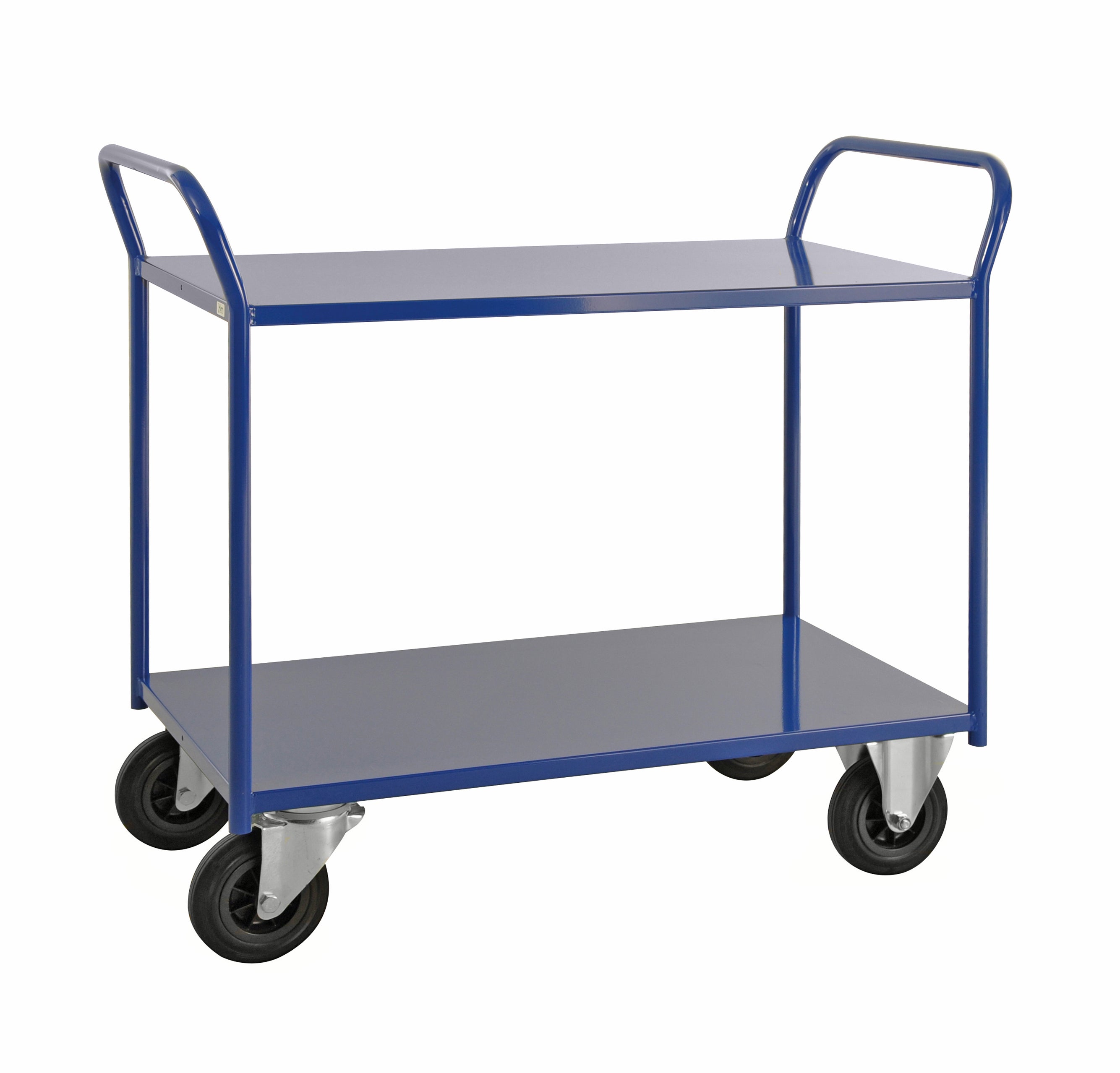 Carrello robusto in lamiera 2 ripiani Blu con freno - KM4126-BB Kongamek