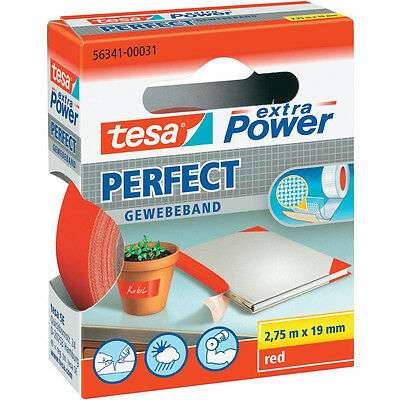 Nastro adesivo 19mmX2,75m telato rosso EXTRA POWER PERFECT TESA 56341