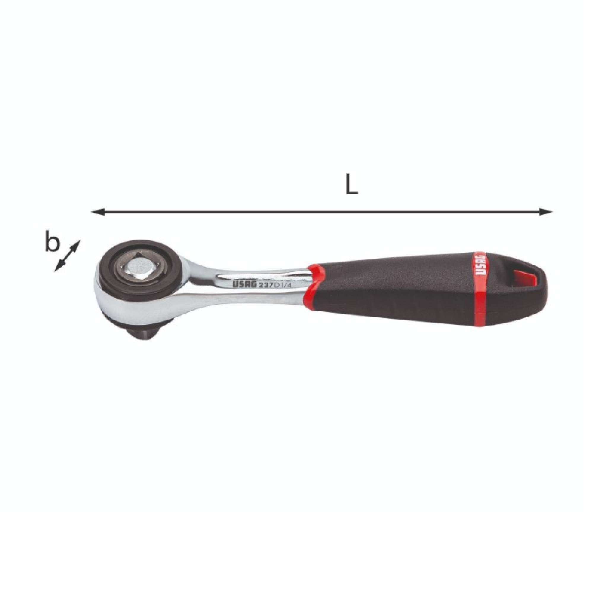 Cricchetto con quadro di manovra scorrevole 121mm - Usag 237 D 1/4 U02370052