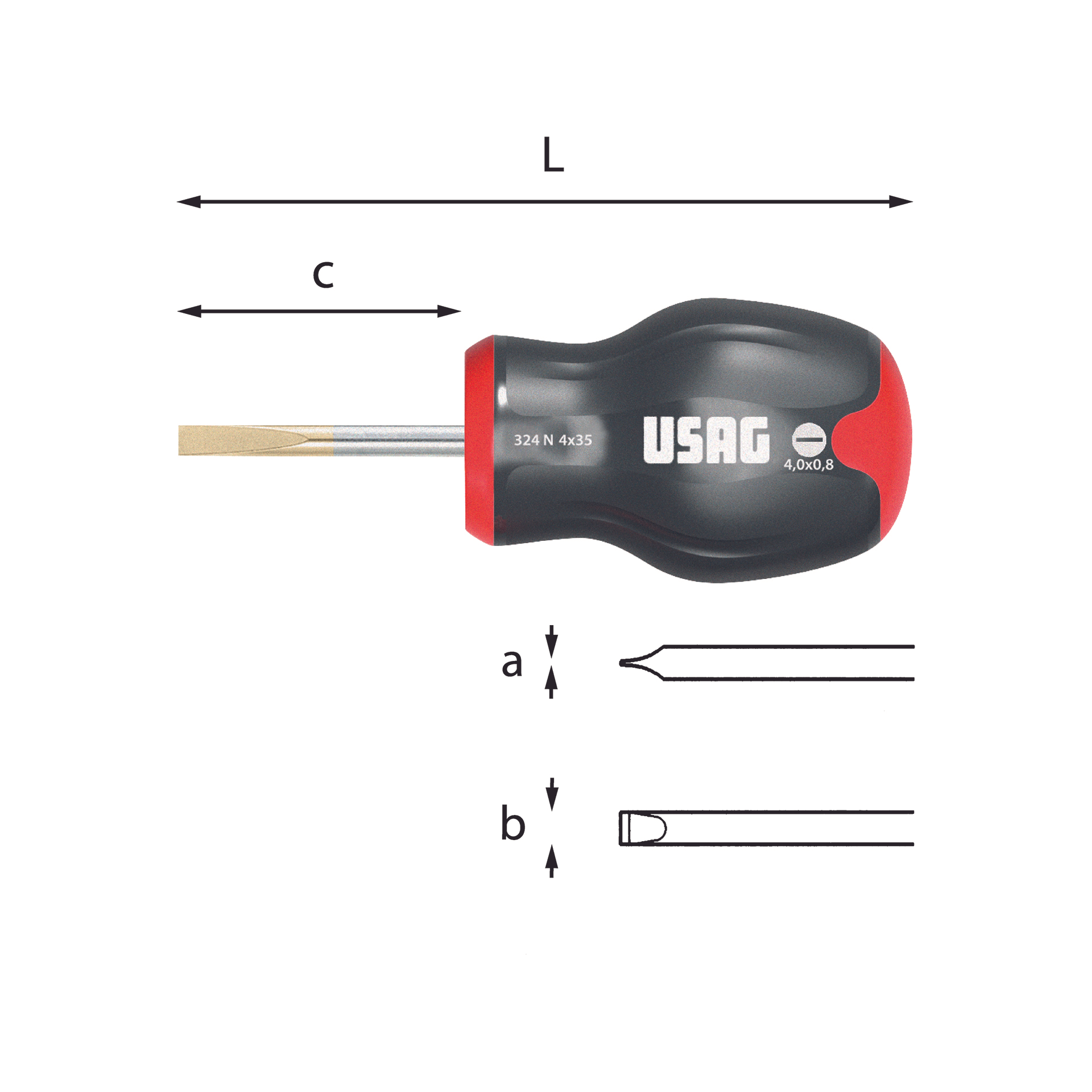 Giraviti nano per viti a intaglio (0,8x4x35-1x5,5x35-1,2x6,5x35) - Usag 324 N