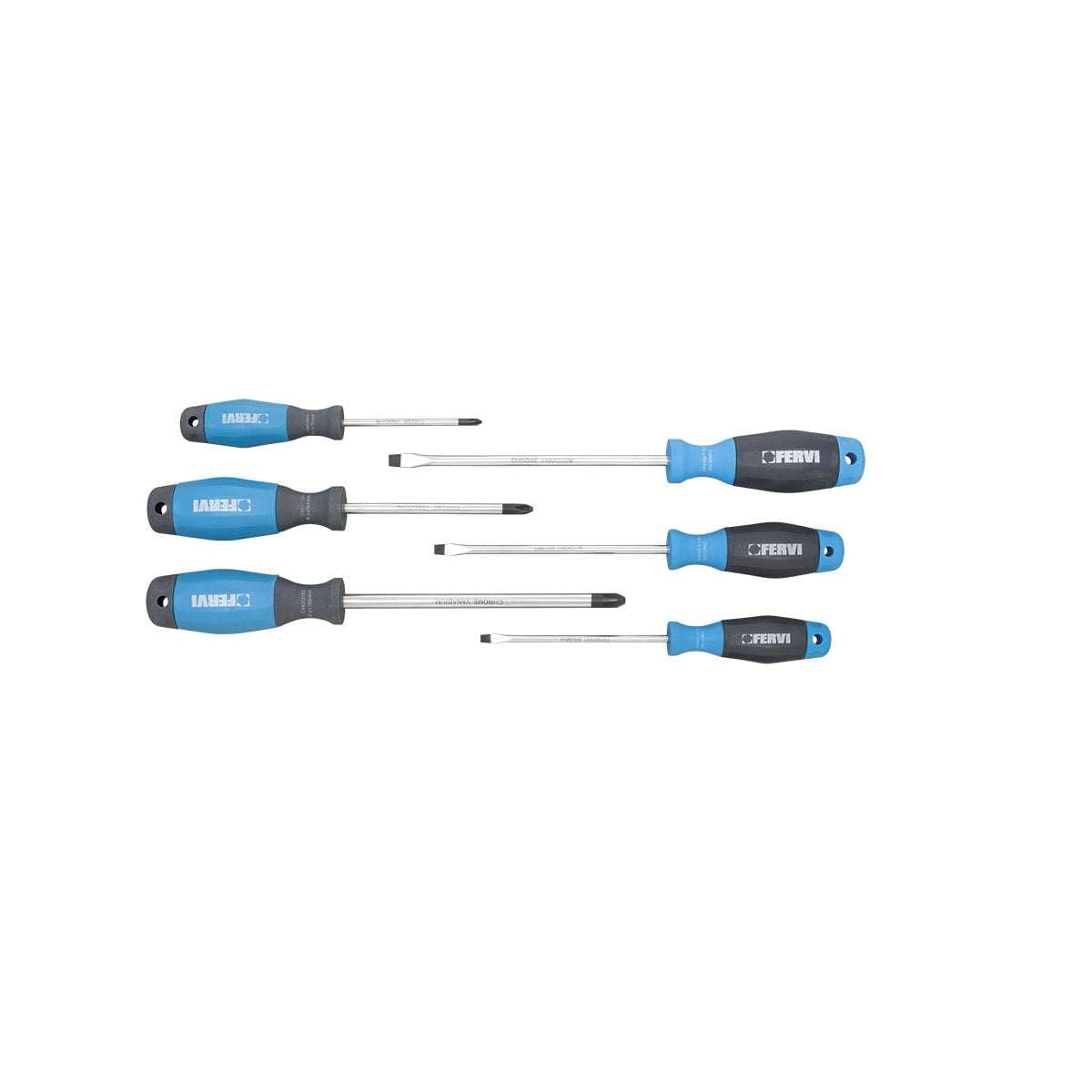 Serie 6 giraviti con punta magnetica fosfatata nera - Fervi C880/006