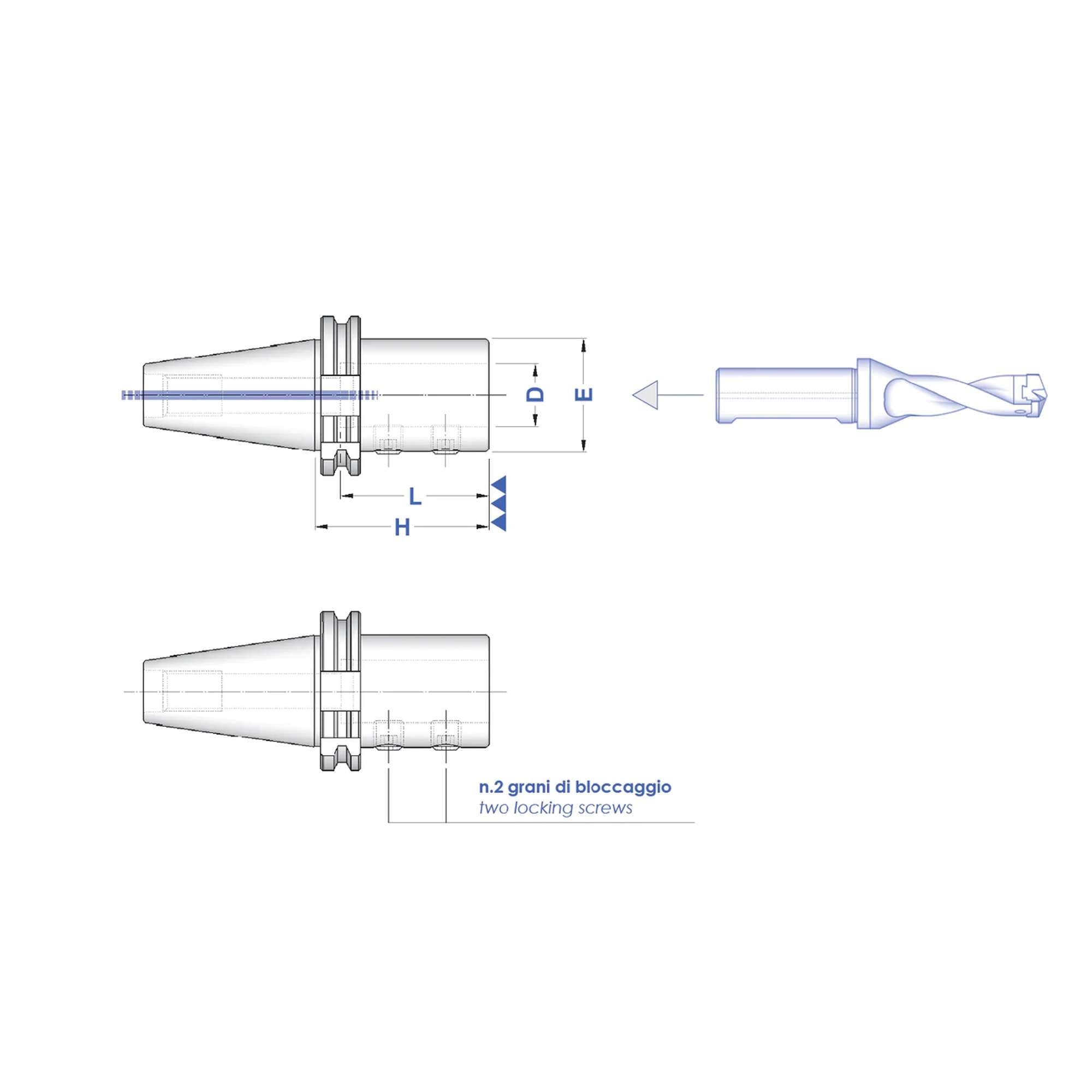 Mandrini per punte ad inserti TC 40 - D.16 P / H 65 - Gait 8677